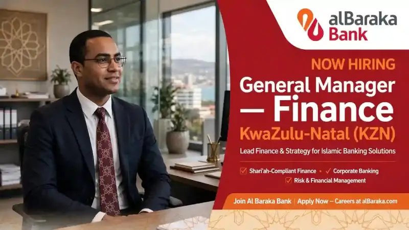 Al Baraka Bank General Manager Finance KZN Jobs 2026