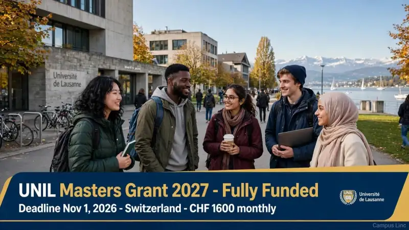 Apply UNIL Masters Grant 2027 Switzerland Fully Funded CHF