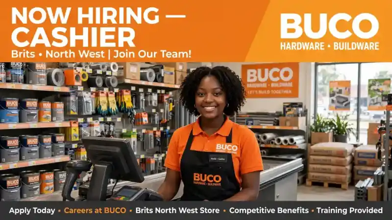 BUCO Cashier Job Brits North West 2026 - Apply Now