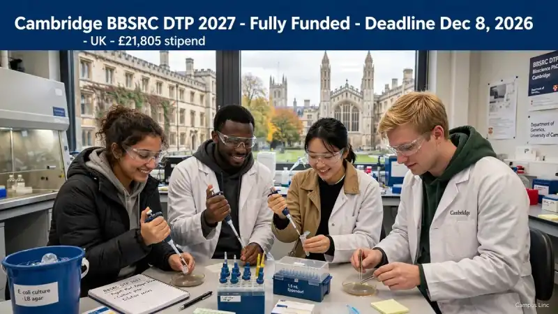 Cambridge BBSRC DTP Scholarship 2027 UK Fully Funded PhD