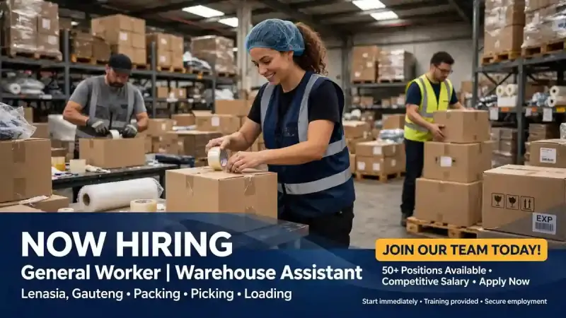 General Worker Warehouse Assistant Lenasia Gauteng 2026