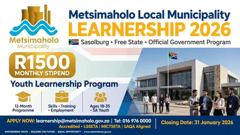 Metsimaholo Municipality Learnership 2026 - R1500 Stipend